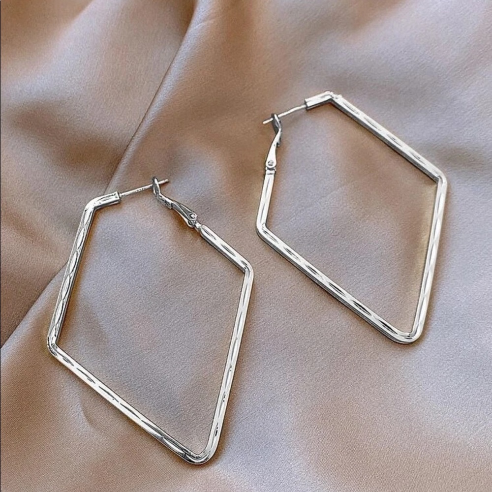 New Geometric Silver Hoop Earrings